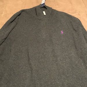 Men’s Dark Gray Polo by Ralph Lauren Merino Wool Quarter Zip Pullover